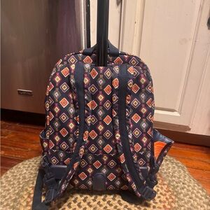 Vera Bradley Navy and Orange Diamond Backpack rolling suitcase